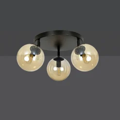 Tofi taklampe rund 3 lys - Svart/Amberfarget