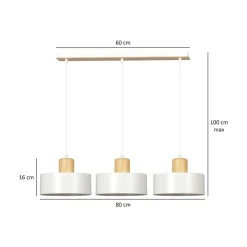 Torin trippel takpendel - Hvit/Tre