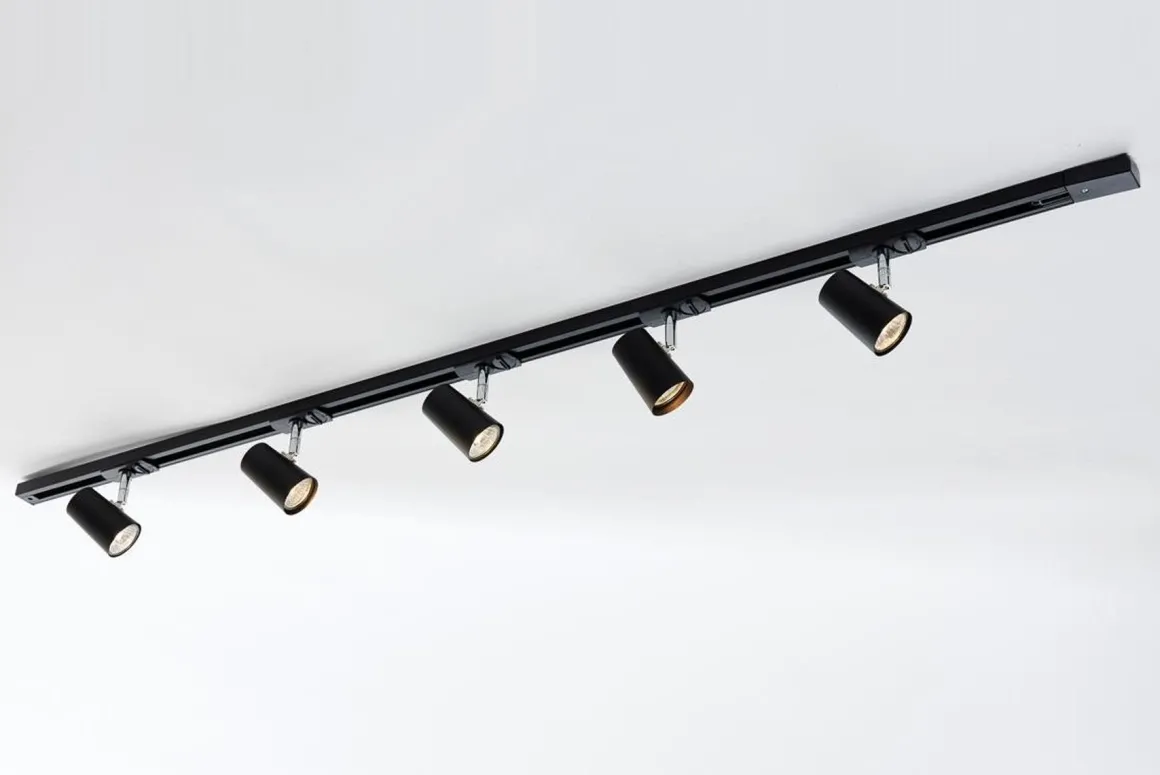 Trackline Conic spotskinne 1,5 meter 5 spot - Svart