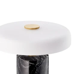 Trip oppladbar bordlampe - Sort marmor/Hvit skjerm