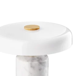 Trip oppladbar bordlampe - Hvit marmor/Hvit skjerm