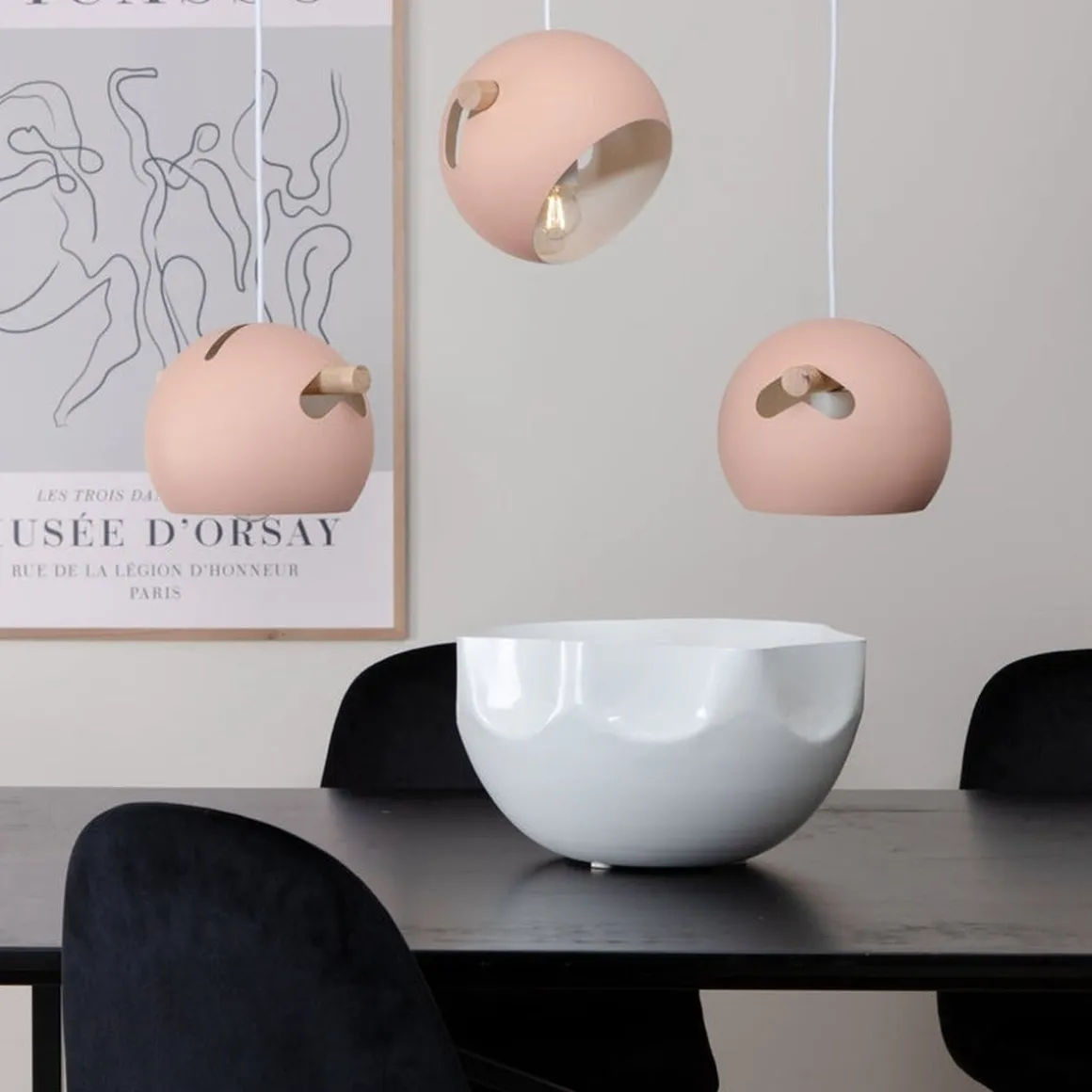 Tubbie takpendel 3 lys - Dusty Pink