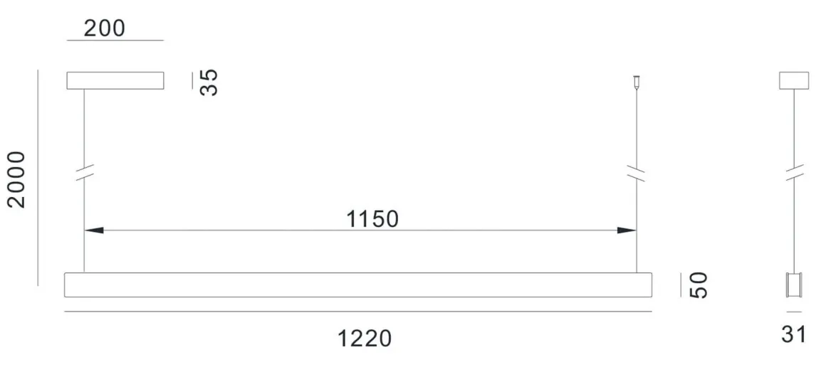 Valentina takpendel 122 cm opp/ned lys 2700 Kelvin