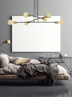 Vesio takpendel 6 lys - Svart/Gullfarget