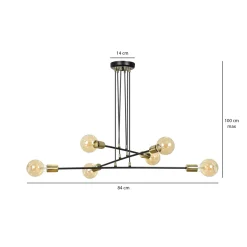 Vesio takpendel 6 lys - Svart/Gullfarget