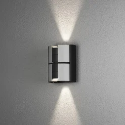 Vidar vegglampe utendørs opp/ned 2x5W - Svart/Sølv