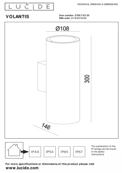 Volantis vegglampe utendørs opp/ned IP54 E27 - Svart