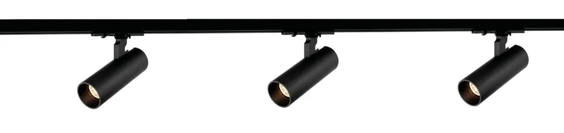 Vox Ezra spotskinne 3 spotter 1 meter 3x10W 3000K dimbar RA90 - Svart