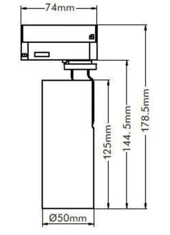Vox Ezra spotskinne 5 spotter 2 meter 5x10W 3000K dimbar RA90 - Svart