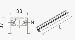 Vox high spotskinne innfelt 1M - Hvit