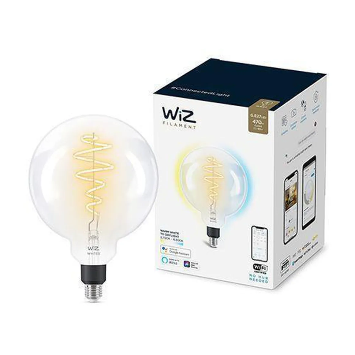 WiZ E27 Lyspære filament G200 6,5W Wifi - Justerbar fargetemperatur 2700-6500 Kelvin