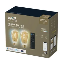 WiZ E27 Lyspære filament St64 6,7W Wifi 2 pak m/fjernkontroll - Justerbar fargetemperatur 2000-5000 Kelvin