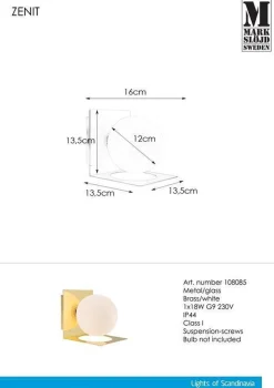 Zenit vegglampe IP44 - Messing - Messing